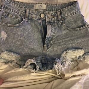 Rise Women's Distressed Denim Shorts - Light Blue
